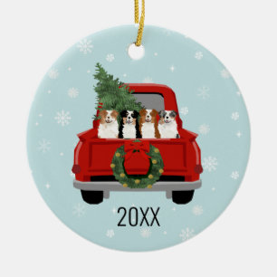 Ornamento De Cerâmica Shepherd Dogs vermelho Natal
