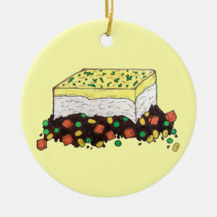 Ornamento De Cerâmica Shepherd's Cottage Meat Pie English British Food
