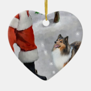 Ornamento De Cerâmica Shetland Sheepdog Sheltie presentes de Natal