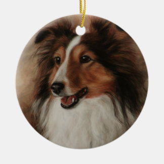 Ornamento De Cerâmica Shetland Sheepdog Sheltie sorrindo