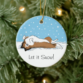 Ornamento De Cerâmica Shetland Sheepdog Snow Dog - Sheltie Holiday