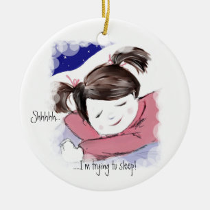 Ornamento De Cerâmica Shhh… pendente da Dormir-Arte da menina