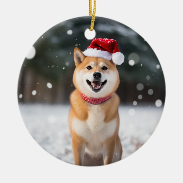 Ornamento De Cerâmica Shiba Inu Cão Cachorro (Frente)