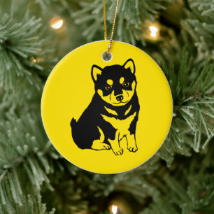 Ornamento De Cerâmica Shiba Inu China Cachorro Ano 2018 Texto de volta O