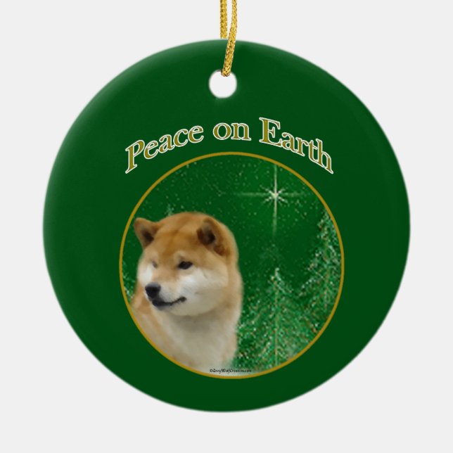 Ornamento De Cerâmica Shiba Inu Peace (Frente)