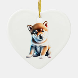 Ornamento De Cerâmica Shiba Inu Puppy Personalizado