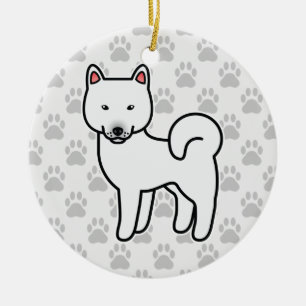 Ornamento De Cerâmica Shiba Inu White