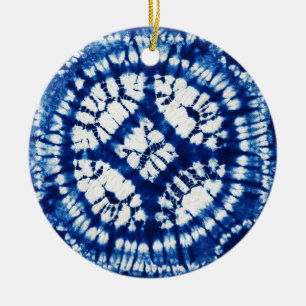 Ornamento De Cerâmica Shibori Tie Dye South Seas Indigo Batik