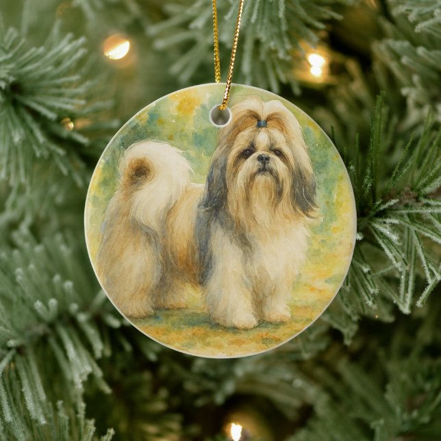 Ornamento De Cerâmica Shih Tzu (Árvore)