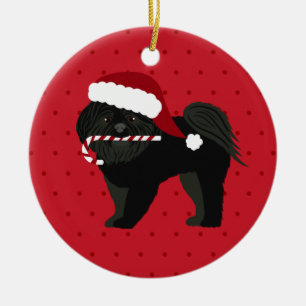 Ornamento De Cerâmica Shih Tzu Black Puppy Cut