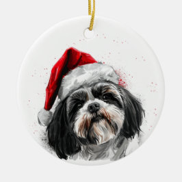 Ornamento De Cerâmica Shih Tzu Cão Natal Personalizado