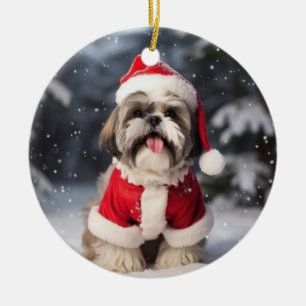 Ornamento De Cerâmica Shih Tzu Dog Christmas Keepsasaokh