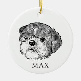 Ornamento De Cerâmica Shih Tzu Dog Desenho Mão Personalizado