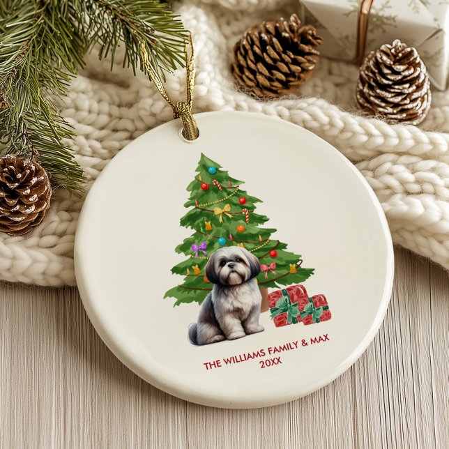 Ornamento De Cerâmica Shih Tzu Dog Personalizado Natal (Criador carregado)