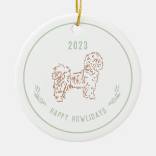 Ornamento De Cerâmica Shih Tzu, Lhasa Apso Dog Holiday Ornament