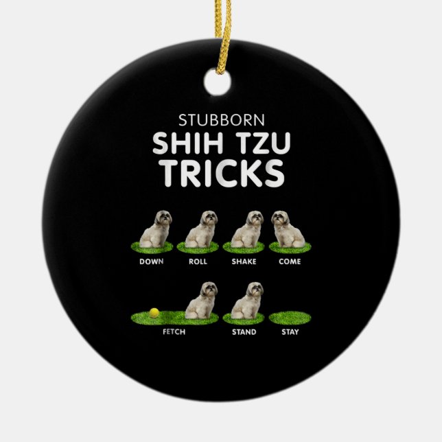 Ornamento De Cerâmica Shih Tzu Lover | Engraçado Shih Tzu Trick Amor (Frente)