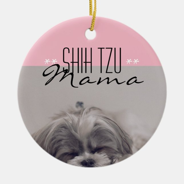 Ornamento De Cerâmica Shih Tzu Mama Ornament for Dog Mães (Frente)