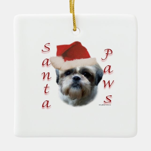 Ornamento De Cerâmica Shih Tzu Papais noeis Paws (Frente)