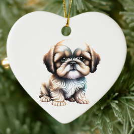 Ornamento De Cerâmica Shih Tzu Puppy Personalizado