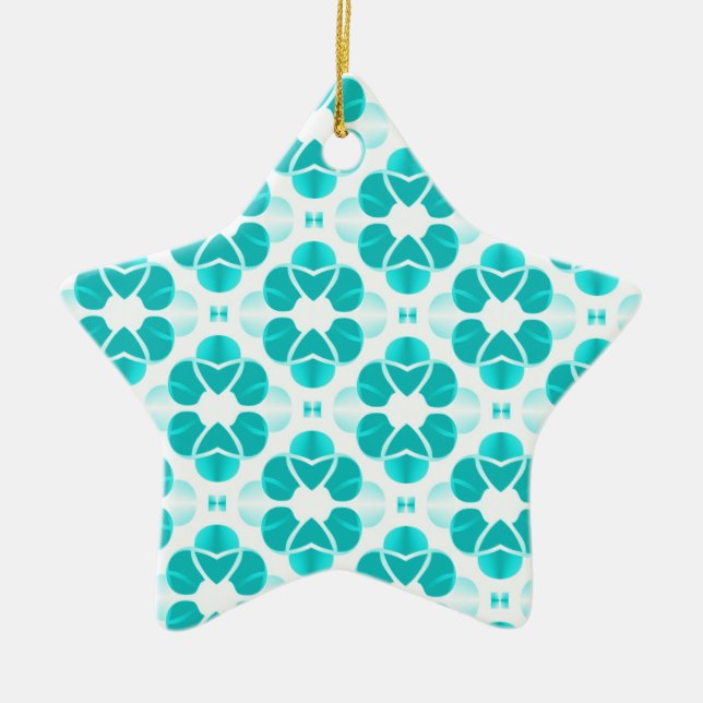 Ornamento De Cerâmica Shimmering Glam Star Ornament, Teal (Frente)