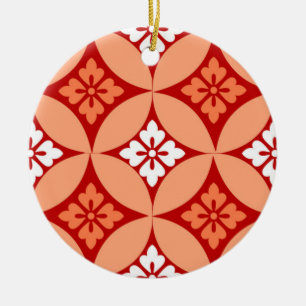 Ornamento De Cerâmica Shippo com Flower Motif, tangerina laranja