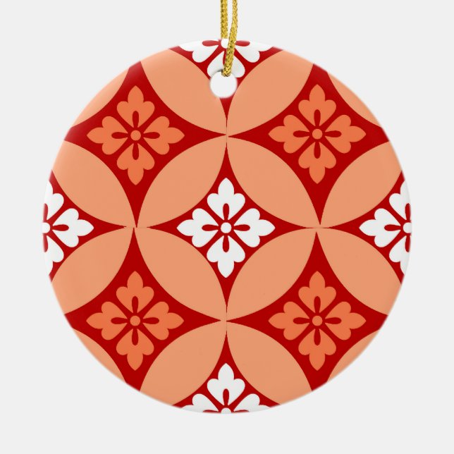 Ornamento De Cerâmica Shippo com Flower Motif, tangerina laranja (Frente)