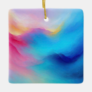 Ornamento De Cerâmica "Shroudglen" Paisagem Rosa e Azul.