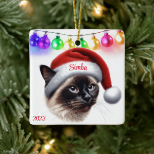 Ornamento De Cerâmica Siamese Cat Natal