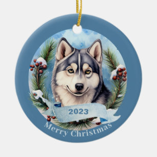 Ornamento De Cerâmica Siberian Husky Art Dog Pet