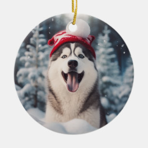 Ornamento De Cerâmica Siberian Husky Dog