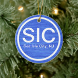 Ornamento De Cerâmica SIC Personalizada NJ Sea Isle City New Jersey Beac<br><div class="desc">Enfeites de natal de praia de Nova Jersey,  Personalizado SIC Sea Isle City. ~</div>