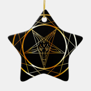 Ornamento De Cerâmica Sigil dourado de Baphomet