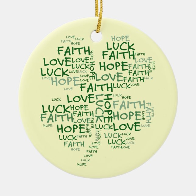 Ornamento De Cerâmica Significado do trevo de quatro folhas: Esperança, (Frente)