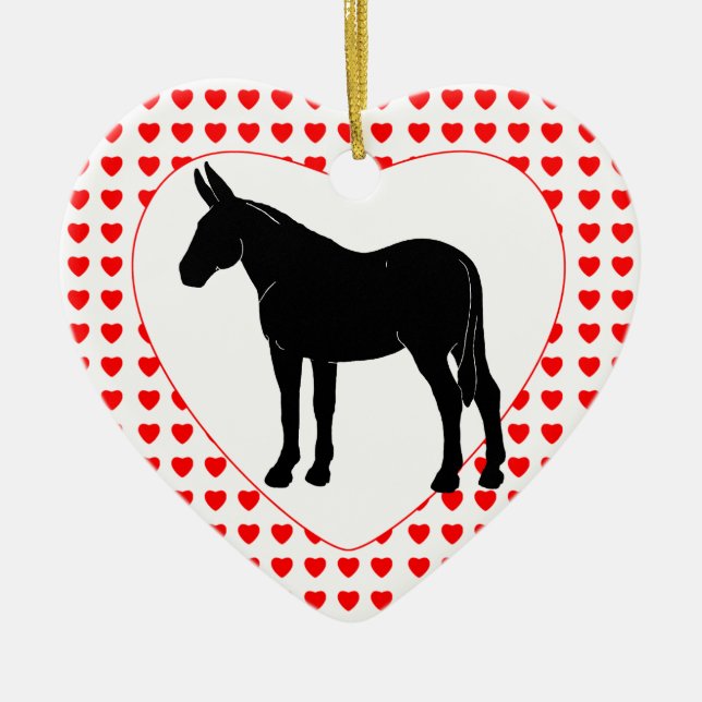 Ornamento De Cerâmica Silhouette Mule Hearts (Frente)