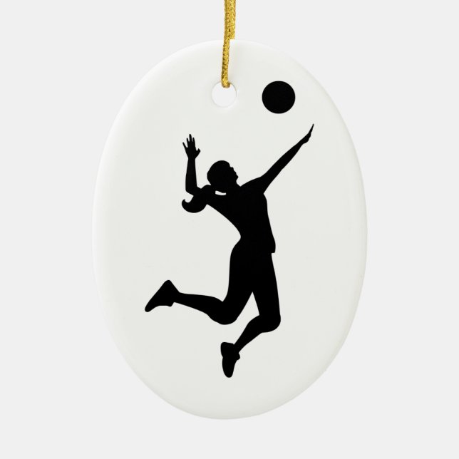Ornamento De Cerâmica silhouette women's volleyball (Frente)