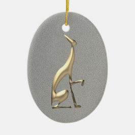 Ornamento De Cerâmica Silhueta de Cachorro Elegante Dourado e Prata
