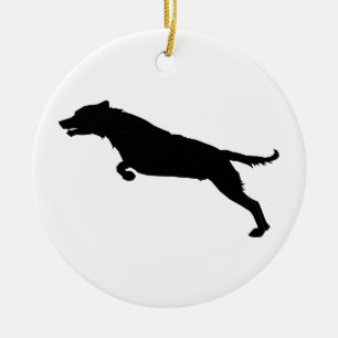 Ornamento De Cerâmica Silhueta de Cão Saltando