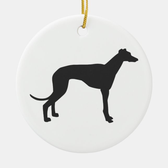 Ornamento De Cerâmica Silhueta de Greyhound italiano em preto (Frente)