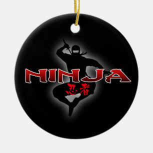 Ornamento De Cerâmica Silhueta de Ninja