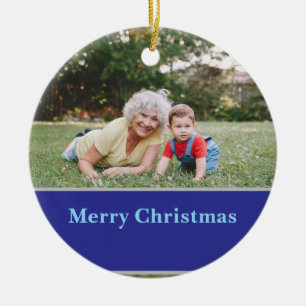 Ornamento De Cerâmica Silhueta de Rena Saudação de Natal e Foto 