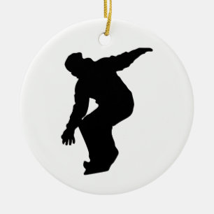 Ornamento De Cerâmica Silhueta de Snowboarder