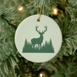 Ornamento De Cerâmica Silhueta de Veado Floresta Minimalista