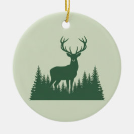 Ornamento De Cerâmica Silhueta de Veado Floresta Minimalista