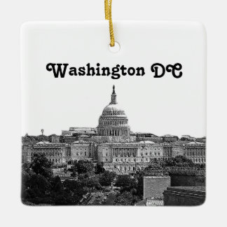 Ornamento De Cerâmica Silhueta de Washington Gravada