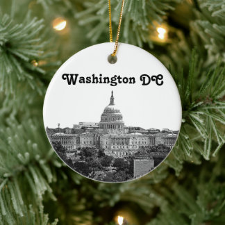 Ornamento De Cerâmica Silhueta de Washington Gravada