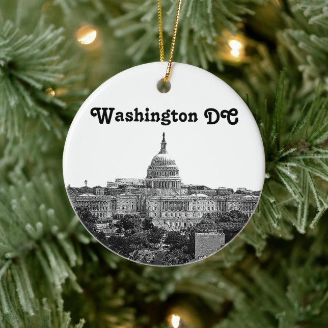 Ornamento De Cerâmica Silhueta de Washington Gravada (Árvore)