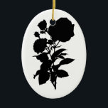 Ornamento De Cerâmica Silhueta do rosa do preto<br><div class="desc">Este ornamento tem um motivo gótico do romanitc de uma silhueta preta do rosa</div>