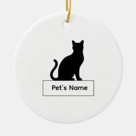 Ornamento De Cerâmica Silhueta Personalizada de Gato Natal Nome do Pet