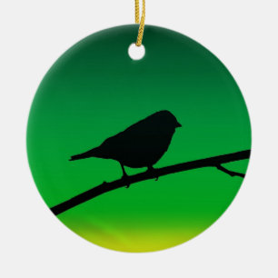 Ornamento De Cerâmica Silhueta Sparrow Sobre Limoneno