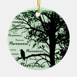 Ornamento De Cerâmica Silhueta verde preta & do branco nunca mais do